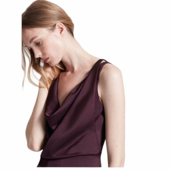 NWT‎ Halston Cowl Drape Satin Slip Gown - Size 0 - Picture 4 of 13